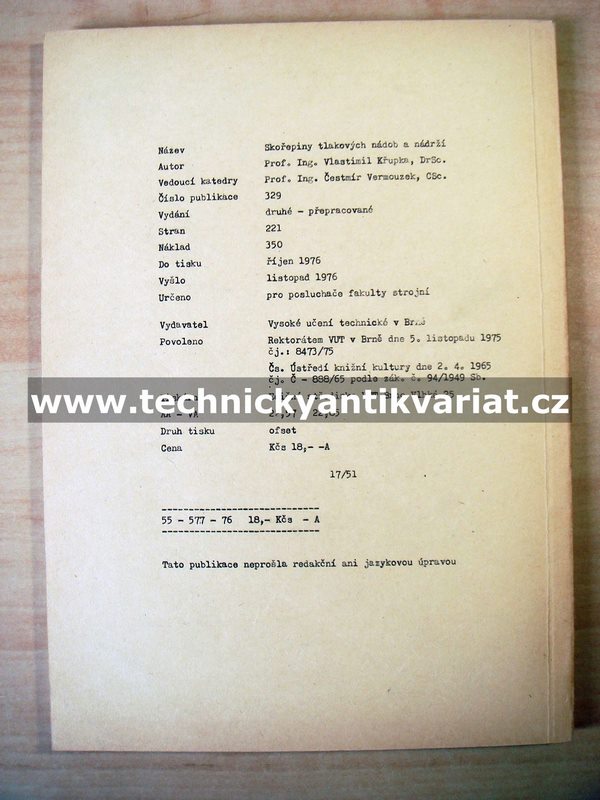 Skořepiny tlakových nádob a nádrží - Vlastimil Křupka (1976)