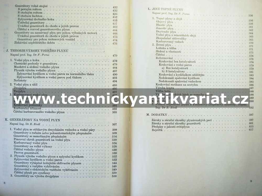 Plynárenství I. Perna, Riedl, Špetla (1952)