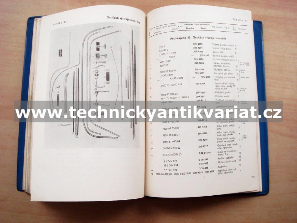 P70 a P8 - katalog náhradních dílů (1958)