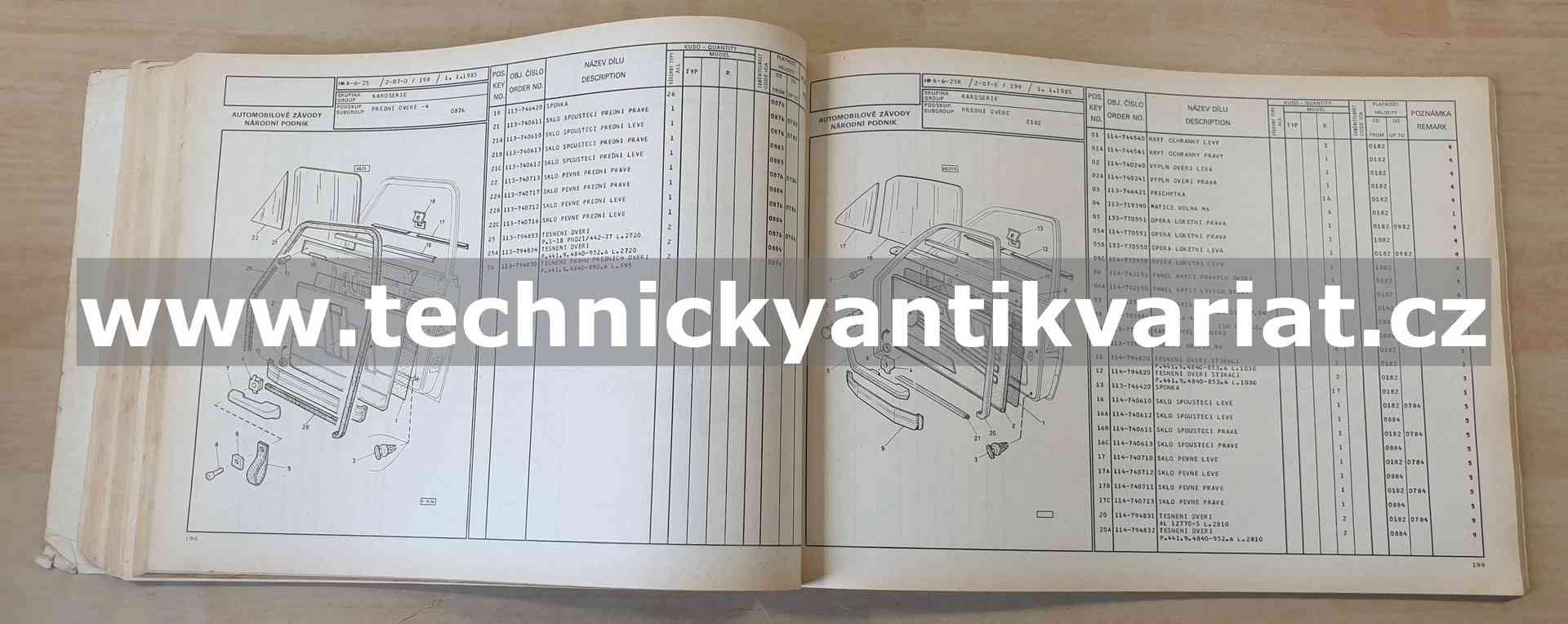 Škoda 105 120 130 Rapid - Seznam náhradních dílů (1985)