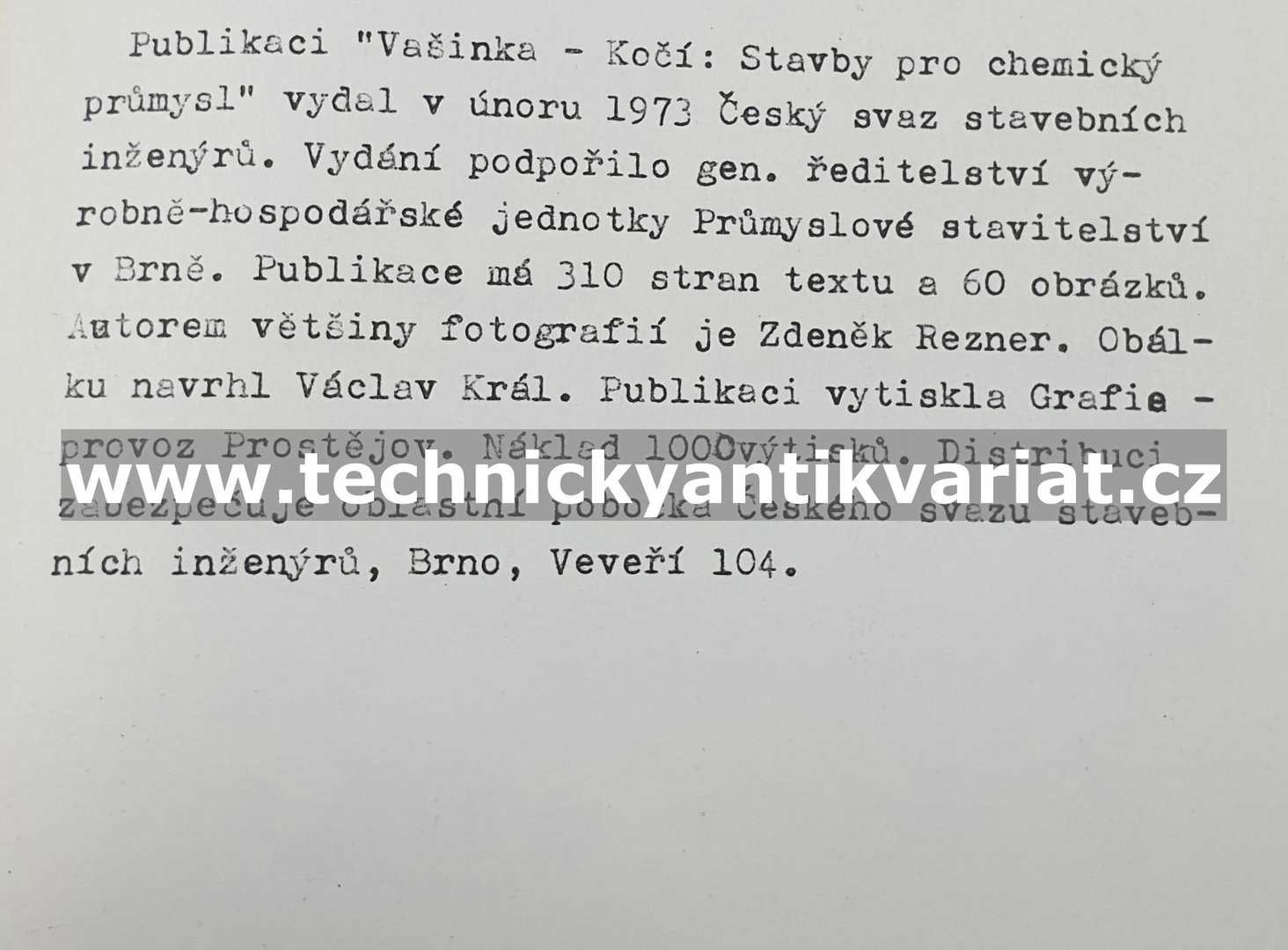 Stavby pro chemický průmysl - Vašinka, Kočí (1973)