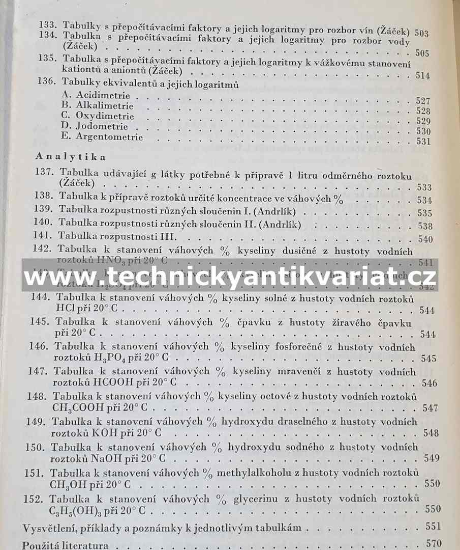 Chemické tabulky - Žáček, Andrlík (1953)