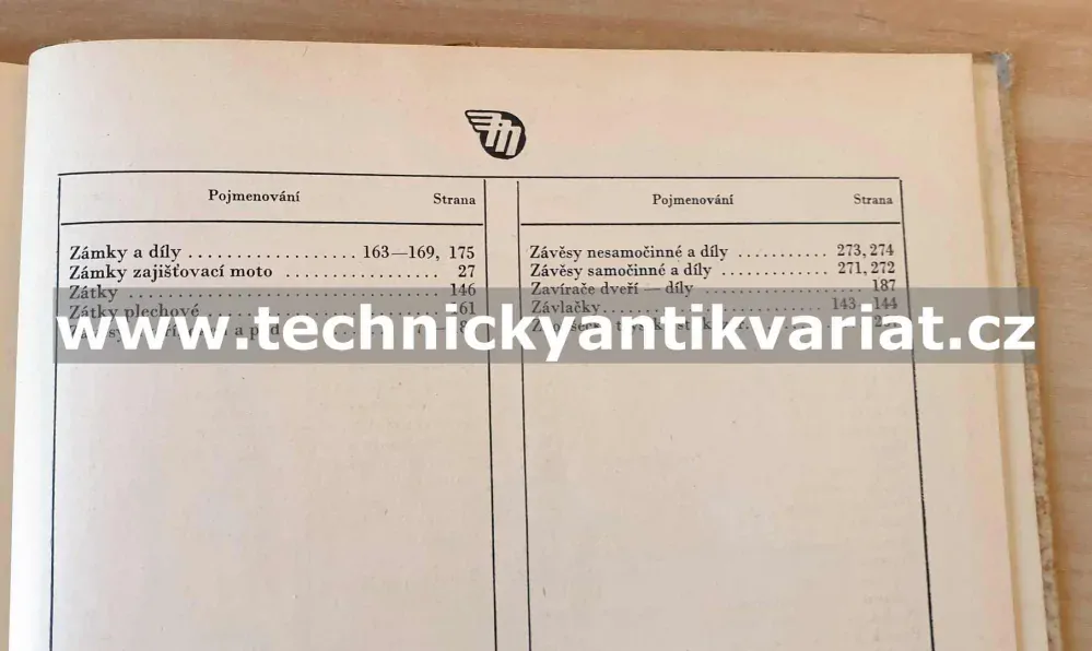 Katalog výzbroje a výstroje motorových vozidel IV. (1958)