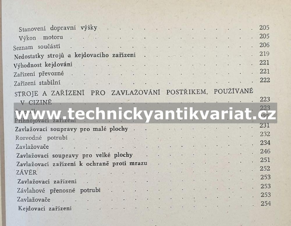Stroje a zařízení pro zavlažování postřikem - Jan Bundil (1960)