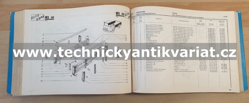 Avia A21, A21F - katalog náhradních dílů (1987)