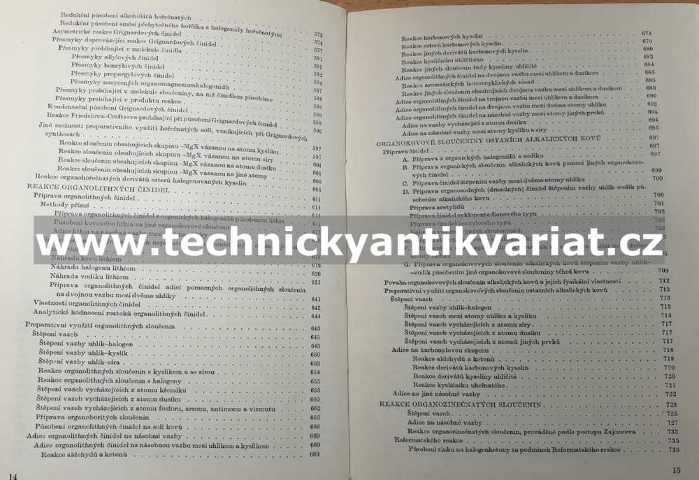 Preparativní reakce v organické chemii VI. Reakce organokovových činidel - Bláha (1961)