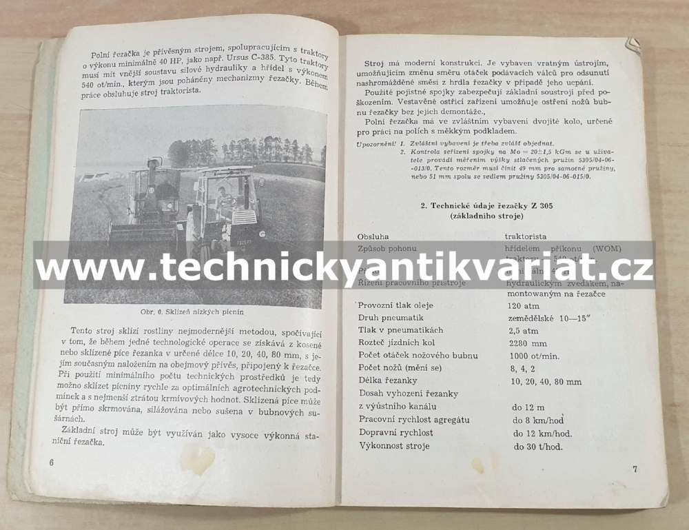 Polní řezačka přívěsná Z305 - návod, katalog (1974)