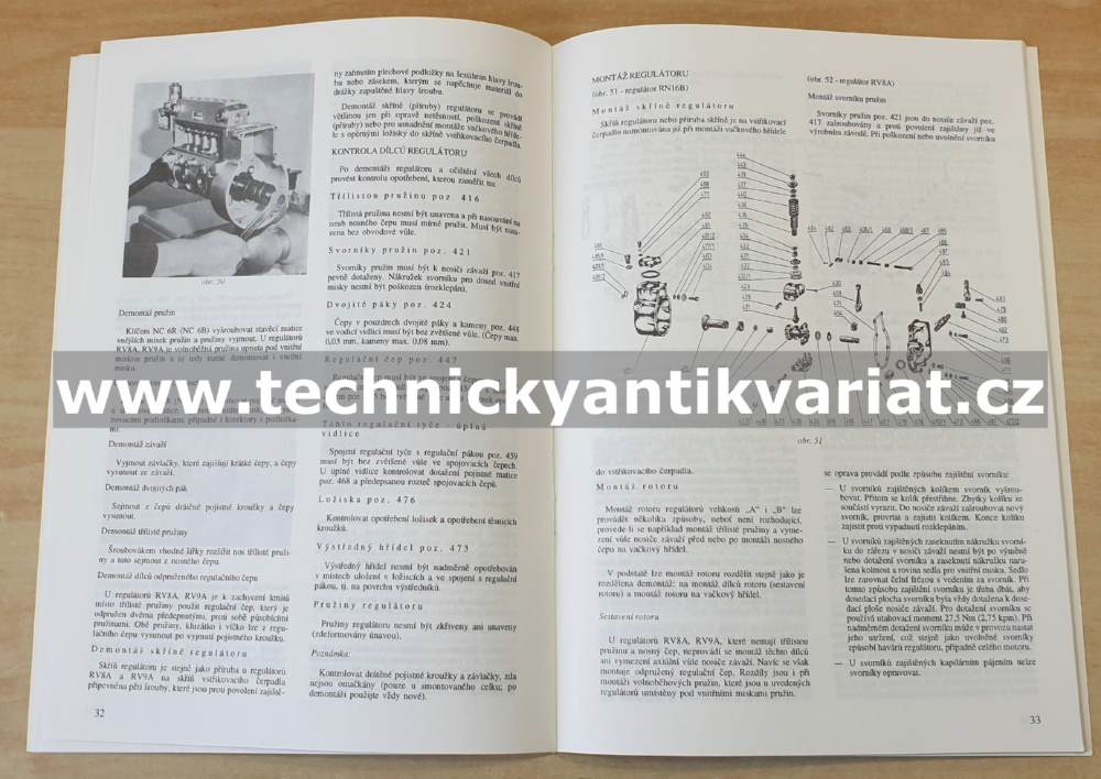 Vstřikovací soupravy PV.B, PV.A - dílenská příručka (1993)