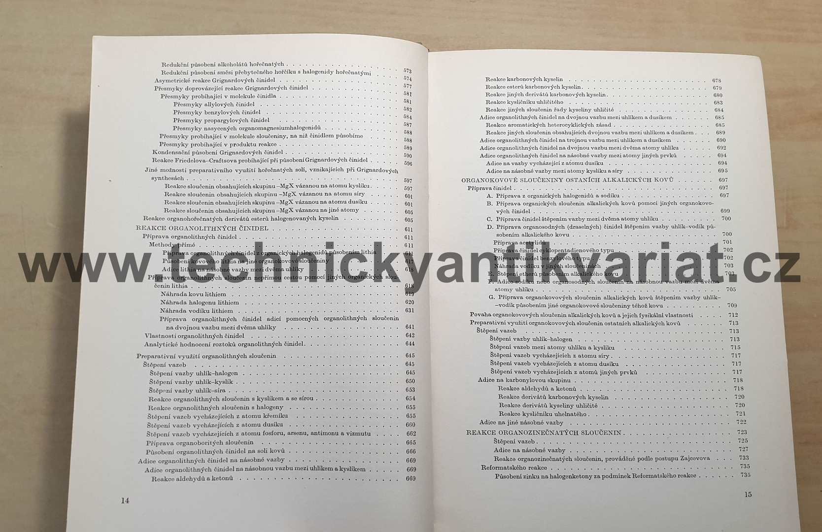 Preparativní reakce v organické chemii VI. Reakce organokovových činidel - Bláha (1961)