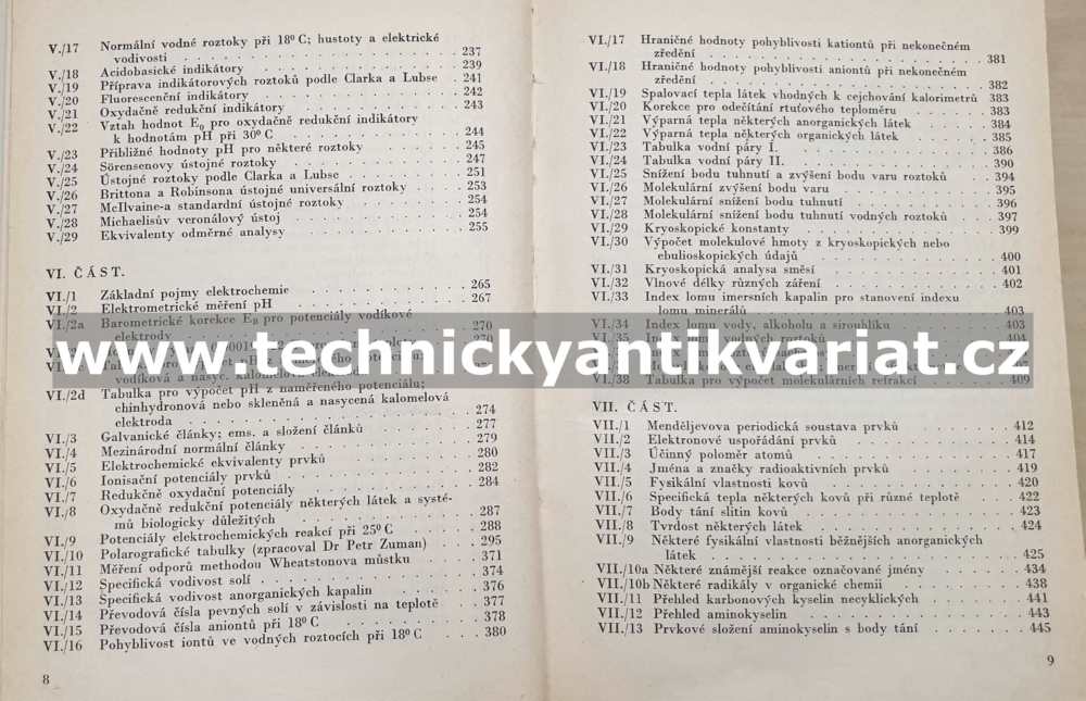 Chemická laboratorní příručka tabulky - Oldřich Hanč (1951)