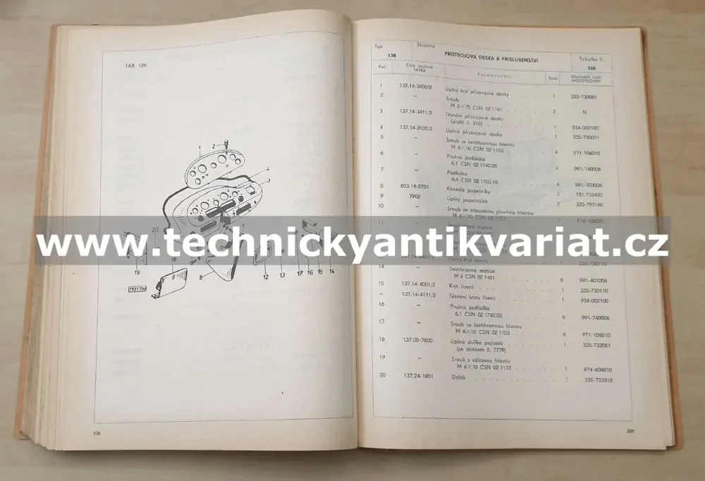 Tatra 138 valník - seznam náhradních dílů (1965)
