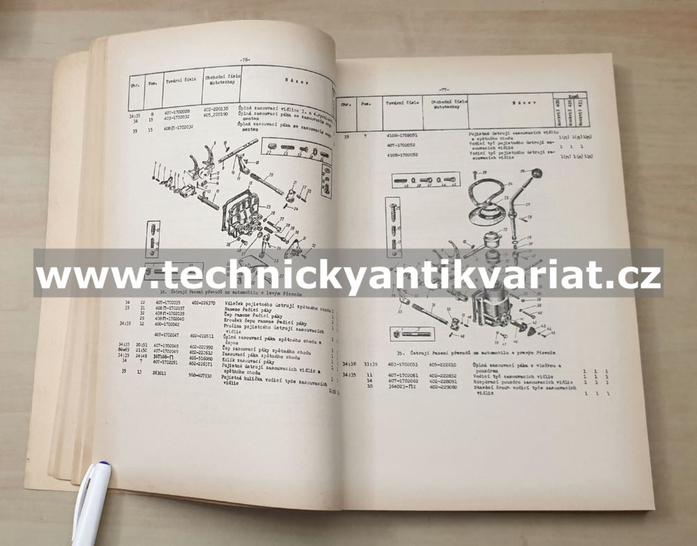Moskvič 408, 426, 433 - katalog náhradních dílů (1974)