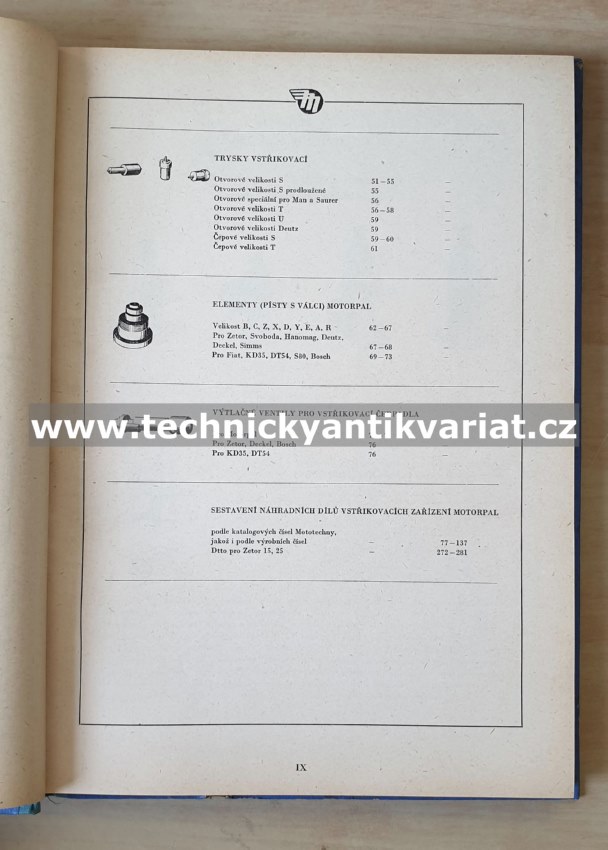 Katalog vstřikovacího zařízení pro motorová vozidla (1955)