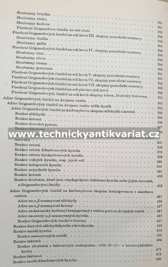 Preparativní reakce v organické chemii VI. Reakce organokovových činidel - Bláha (1961)