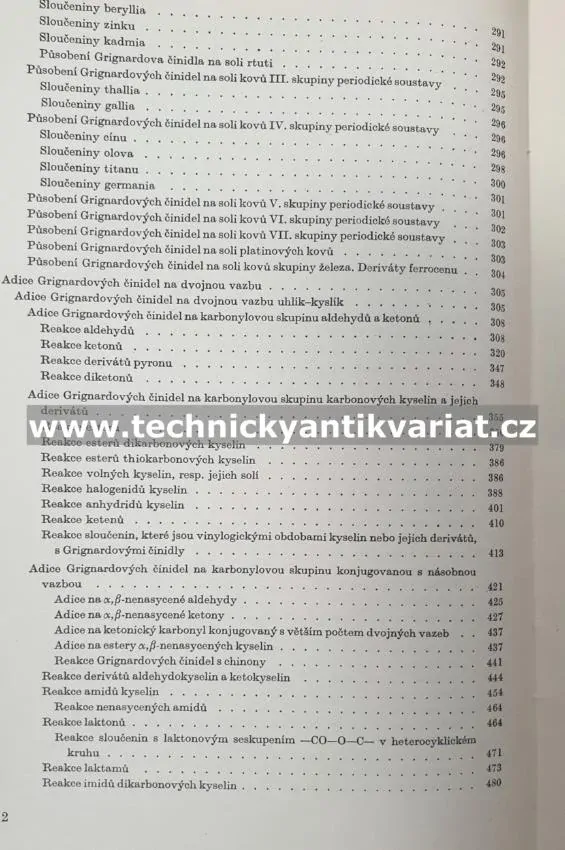 Preparativní reakce v organické chemii VI. Reakce organokovových činidel - Bláha (1961)