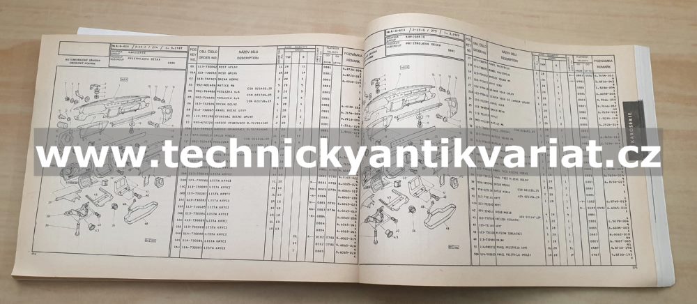 Škoda 105 120 130 135 136 Garde Rapid - Seznam náhradních dílů (1987)
