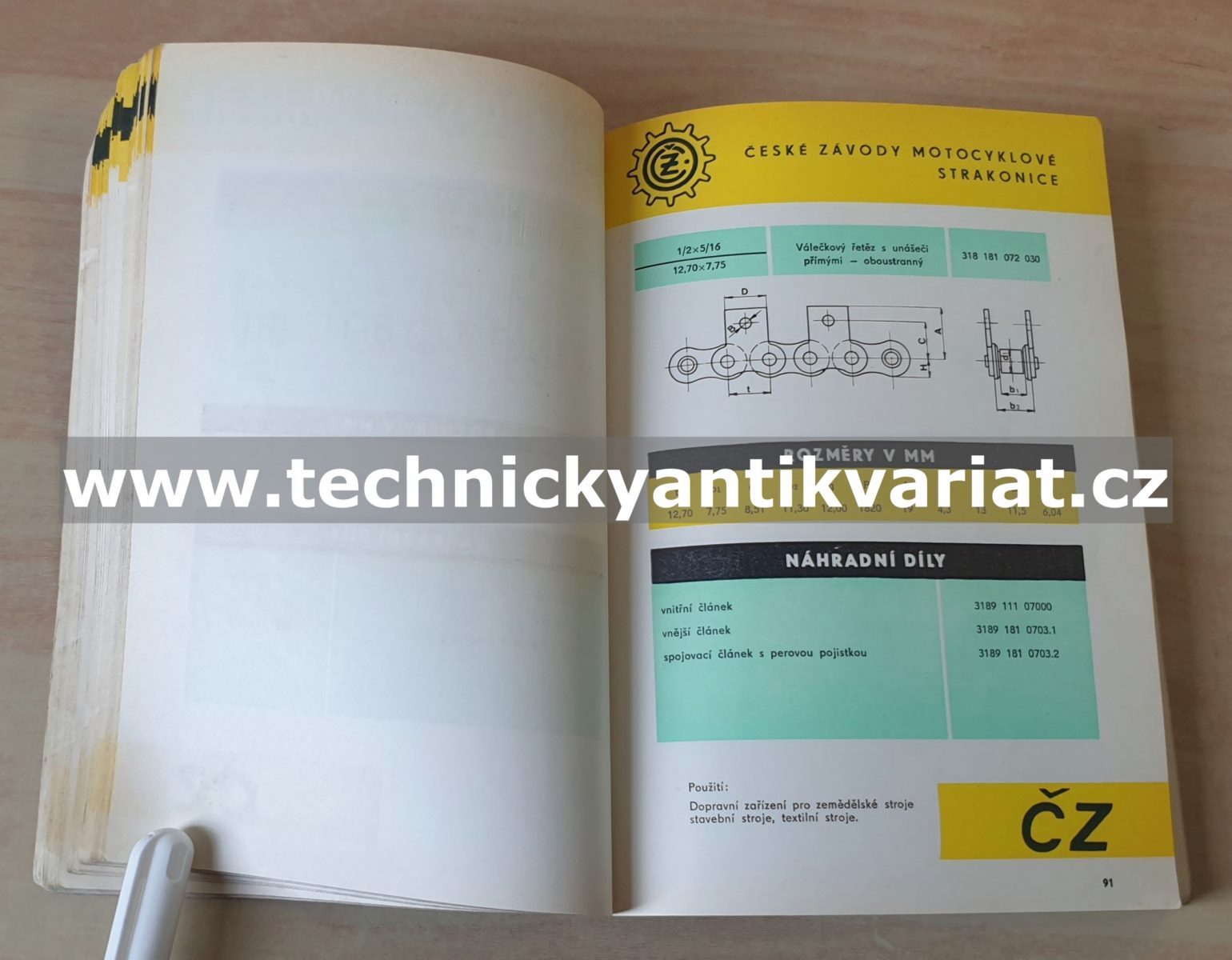 ČZ Řetězy válečkové pouzdrové zvláštní