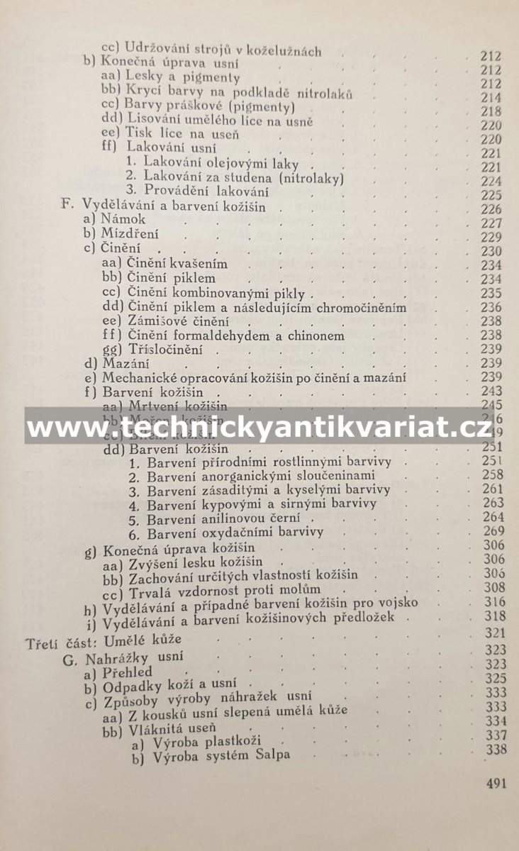 Koželužství, vydělávání a barvení kožišin, výroba náhražek usní - Liboslav Masner (1948)