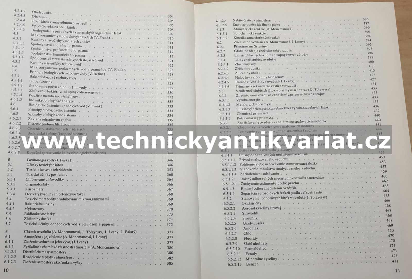 Chémia, biologia a toxikologia vody a ovzdušia - J. Tolgyessy a kolektiv (1984