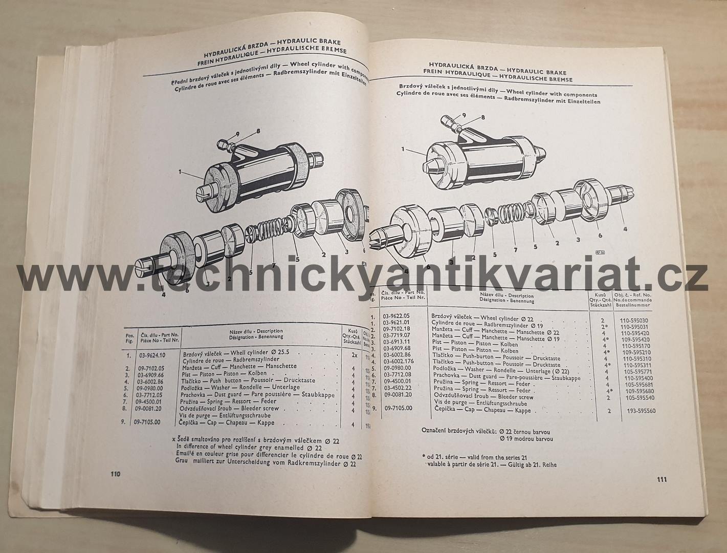 Škoda 1000MB, 1100MB de Luxe - seznam náhradních dílů (1968-1969)