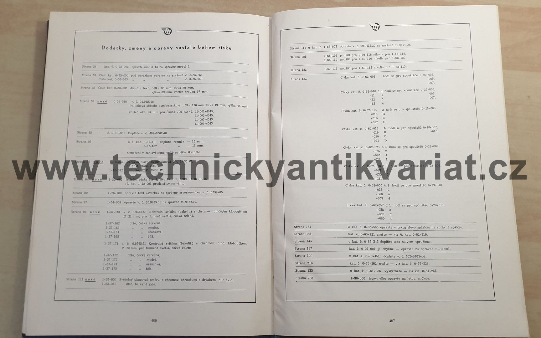 Katalog elektrického příslušenství a karburátorů pro motorová vozidla (1955)