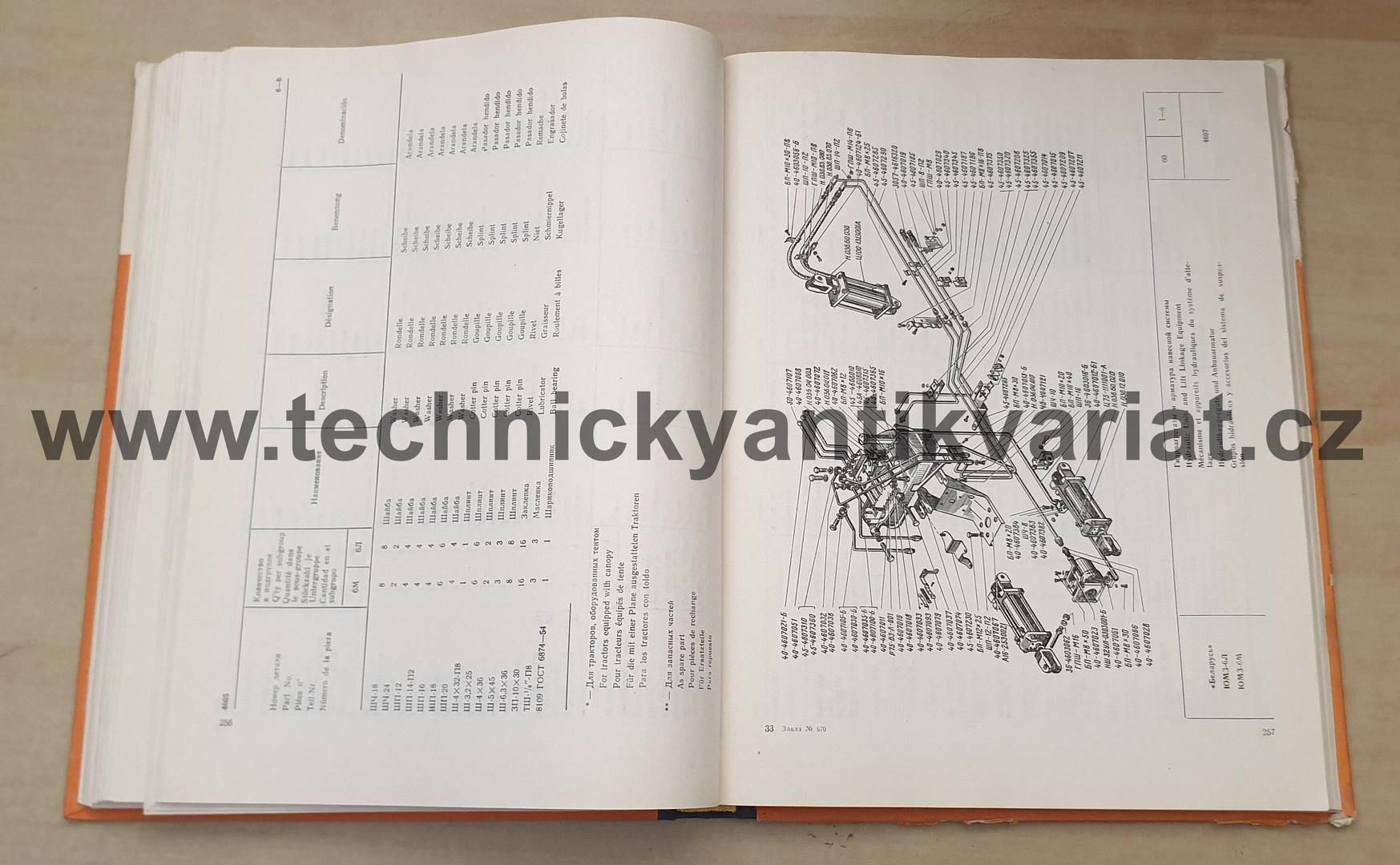 Traktor Bělarus - katalog dílů (1974)