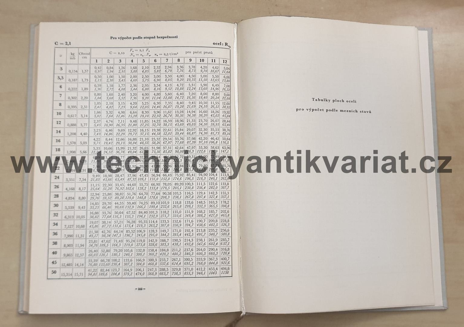Tabulky pro navrhování železobetonových průřezů namáhaných na ohyb - František Man (1962)