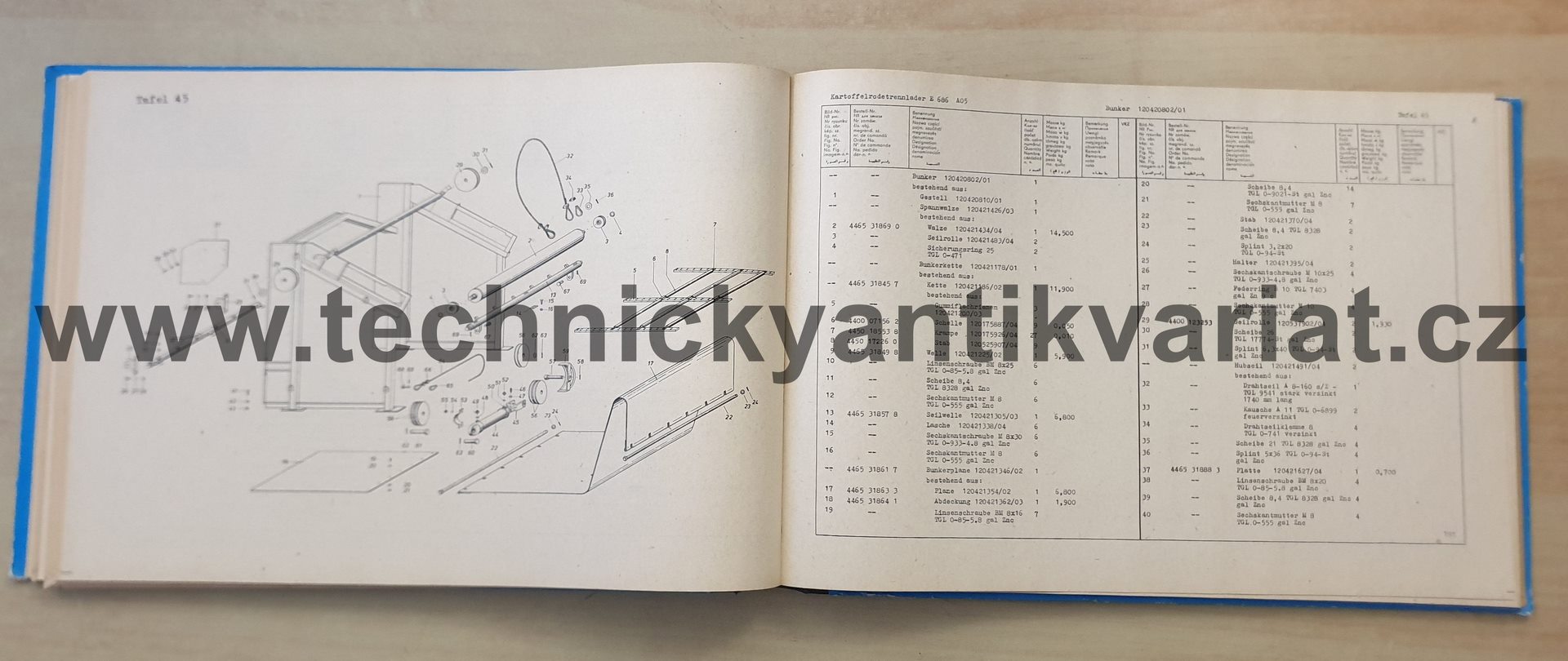 Fortschritt E686 Kartoffelrodetrennlader - Ersatzteilkatalog (1987)
