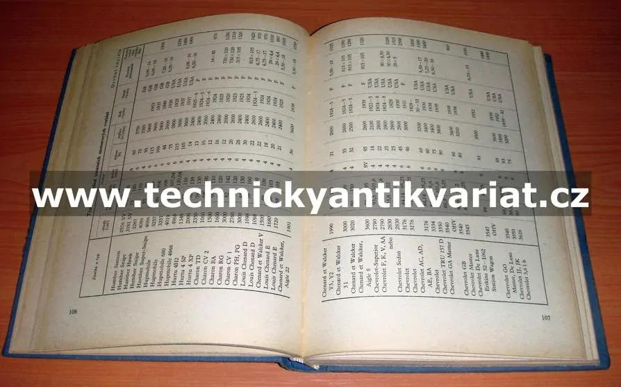 Porovnávací tabulky motorových vozidel - Dobrý, Moravec (1956)