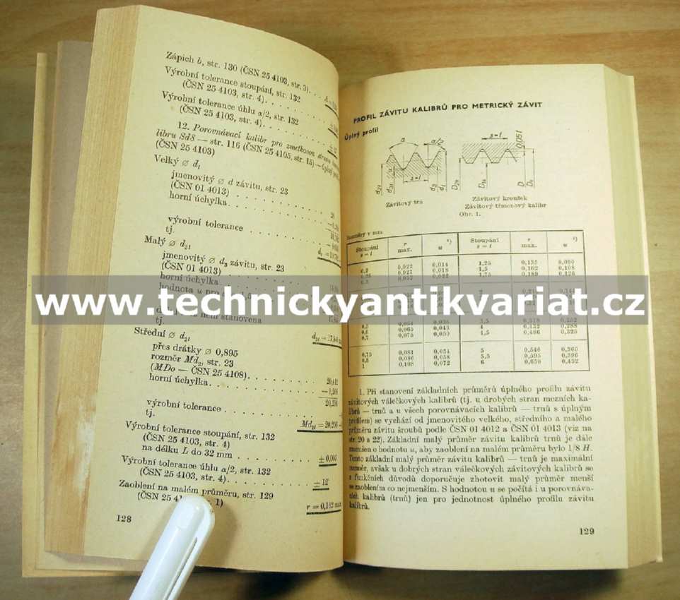 Tabulky normalizovaných závitů a šroubů - Seidler, Kolář (1966)