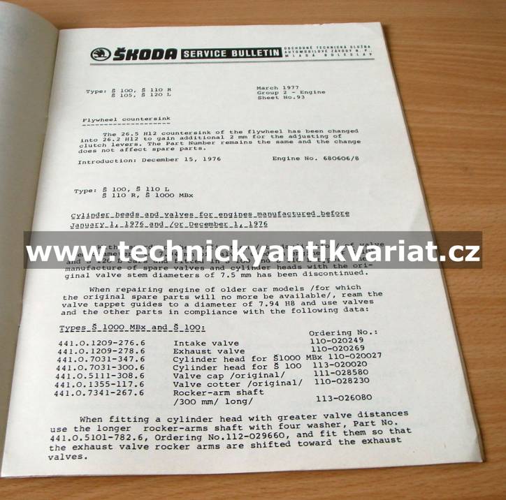 Škoda Service bulletin 1.1977