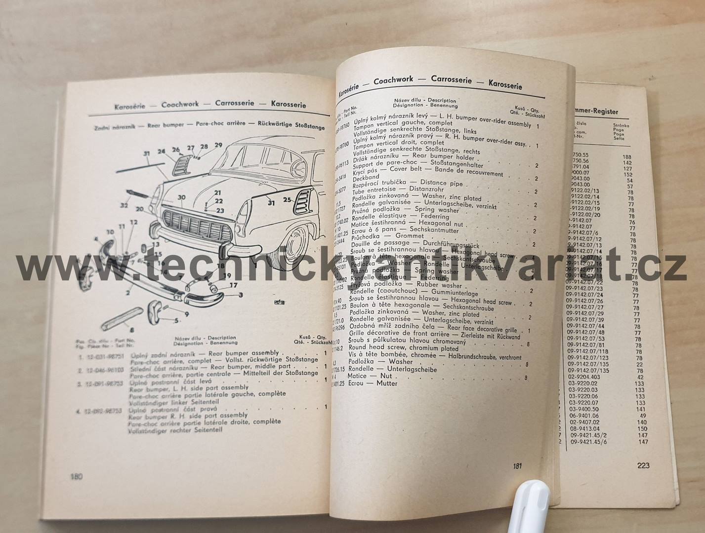 Škoda 1000 MB - seznam náhradních dílů (1964)