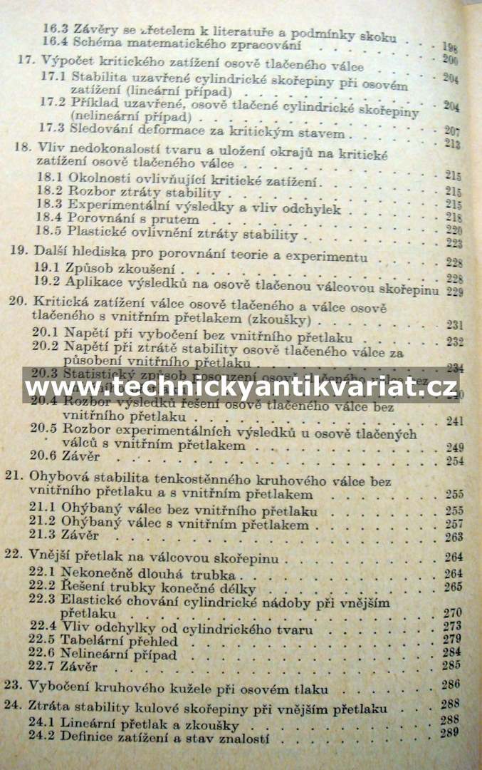 Výpočet napjatosti skořepin - Placák, Kunc (1966)