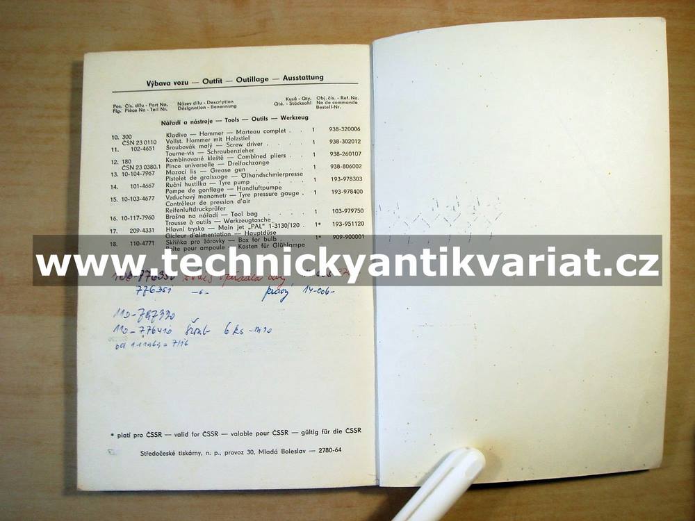 Škoda 1202 - katalog náhradních dílů (1964)