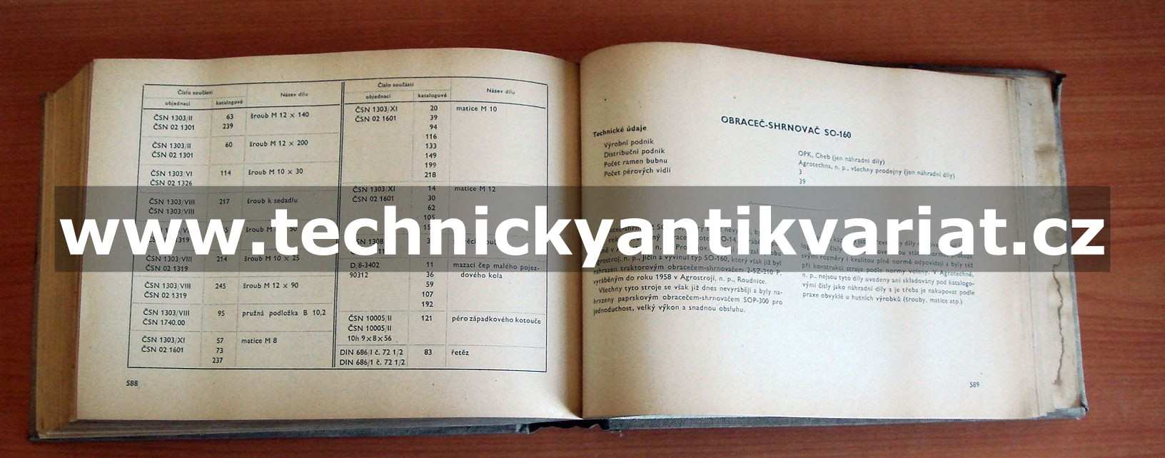 Tabulky schodných náhradních dílů zemědělských strojů