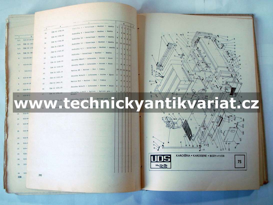 UDS 110a, 113a, 110p, 114a, 115a - Katalog náhradních dílů (1984)
