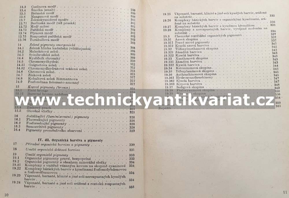 Pigmenty práškové barvy - Rožan, Vaníček (1959)
