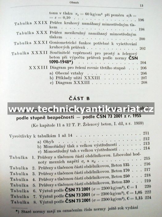 Železový beton II. tabulky pro výpočty průřezů - Klokner, Hruban (1960)