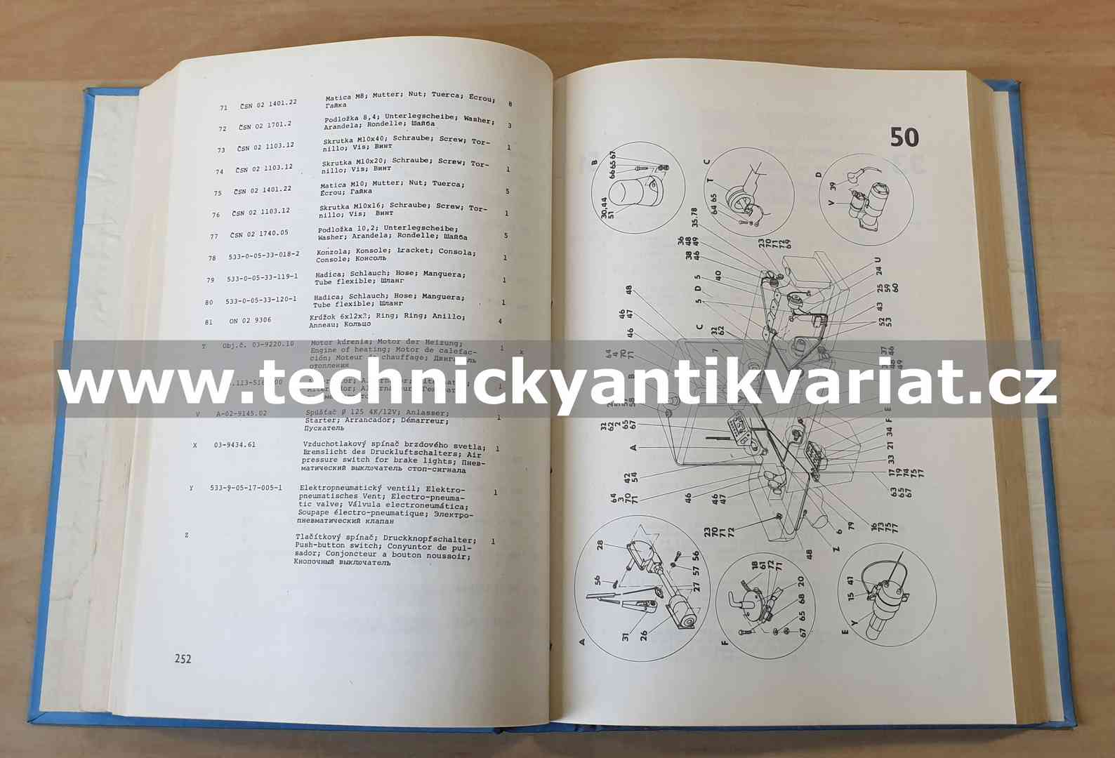 UN 050, UN 053 - katalog náhradných dielov (1979)