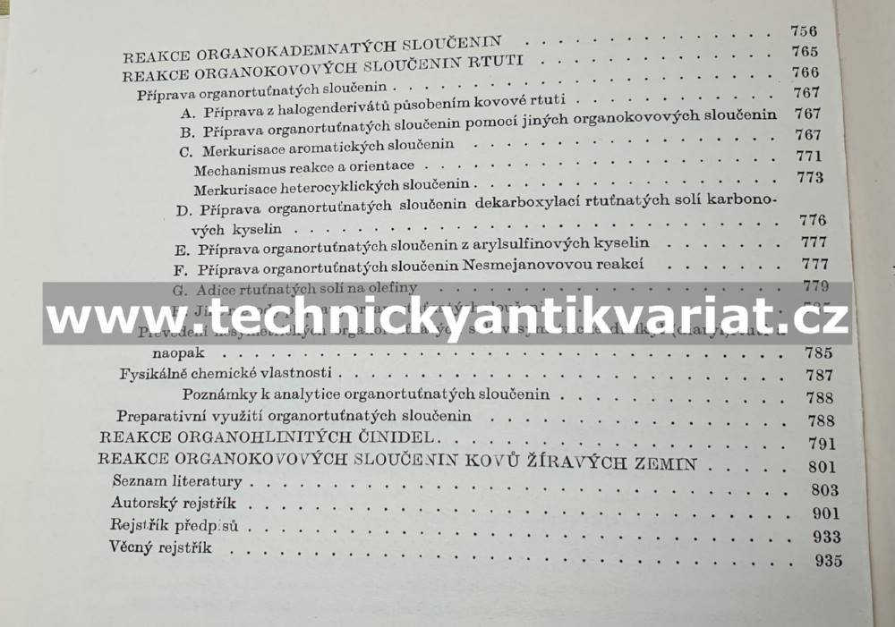 Preparativní reakce v organické chemii VI. Reakce organokovových činidel - Bláha (1961)
