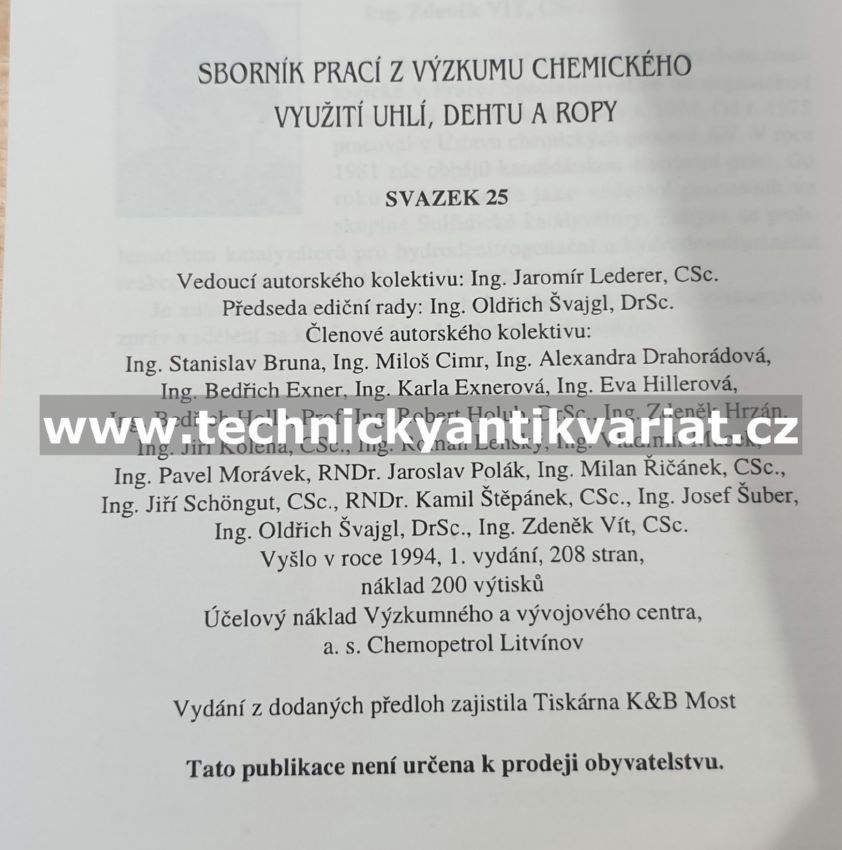 Sborník prací z výzkumu chemického využití, uhlí, dehtu a ropy (1994)