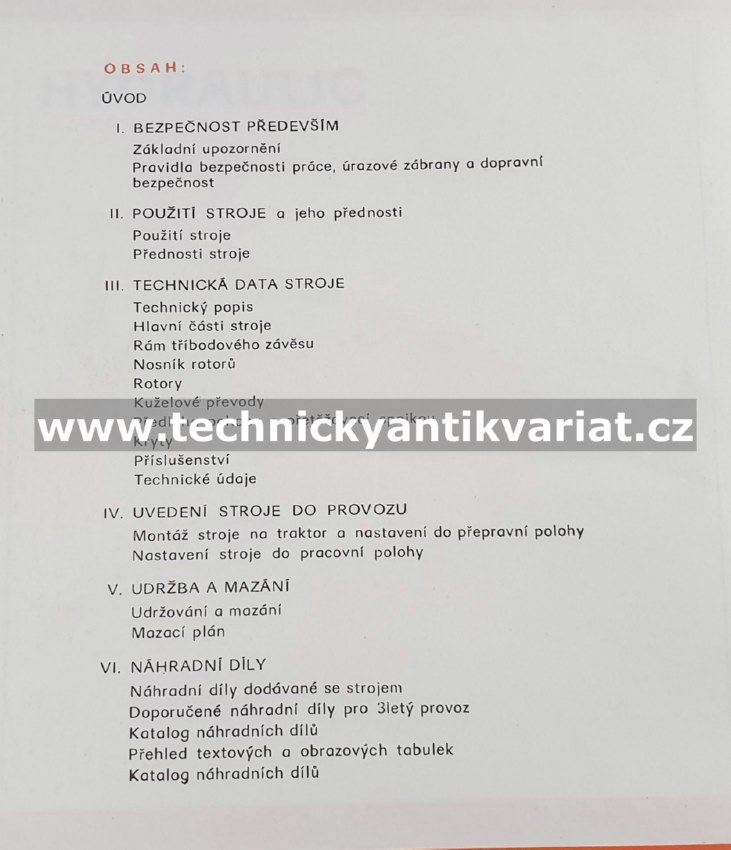Obraceč zelené a zavadlé píce OZ2 - návod k obsluze, katalog dílů (1977)