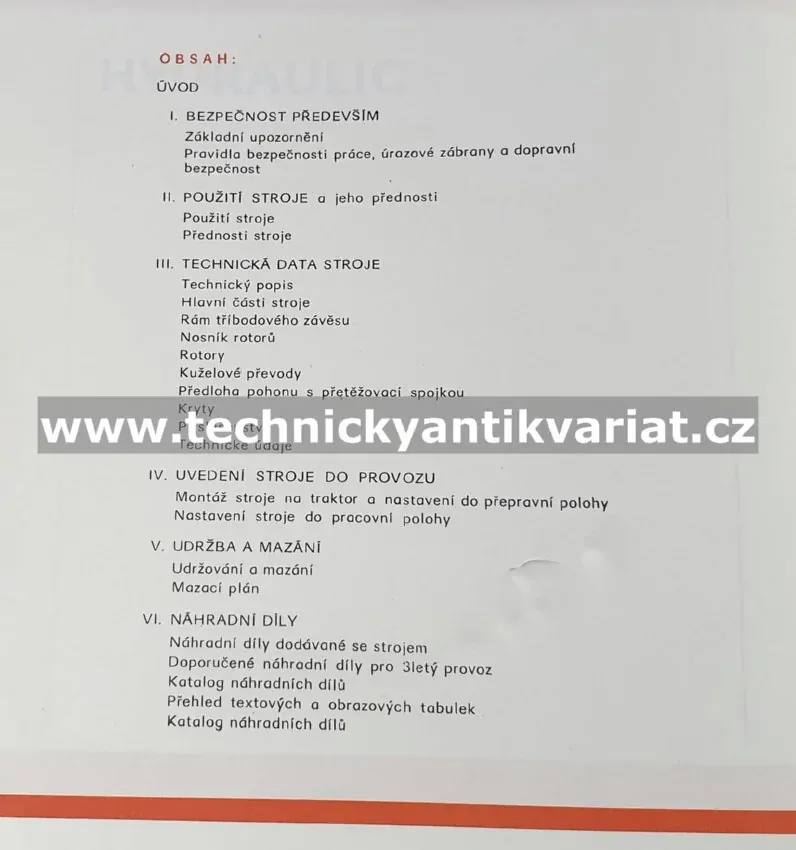 Obraceč zelené a zavadlé píce OZ2 - návod k obsluze, katalog dílů (1977)