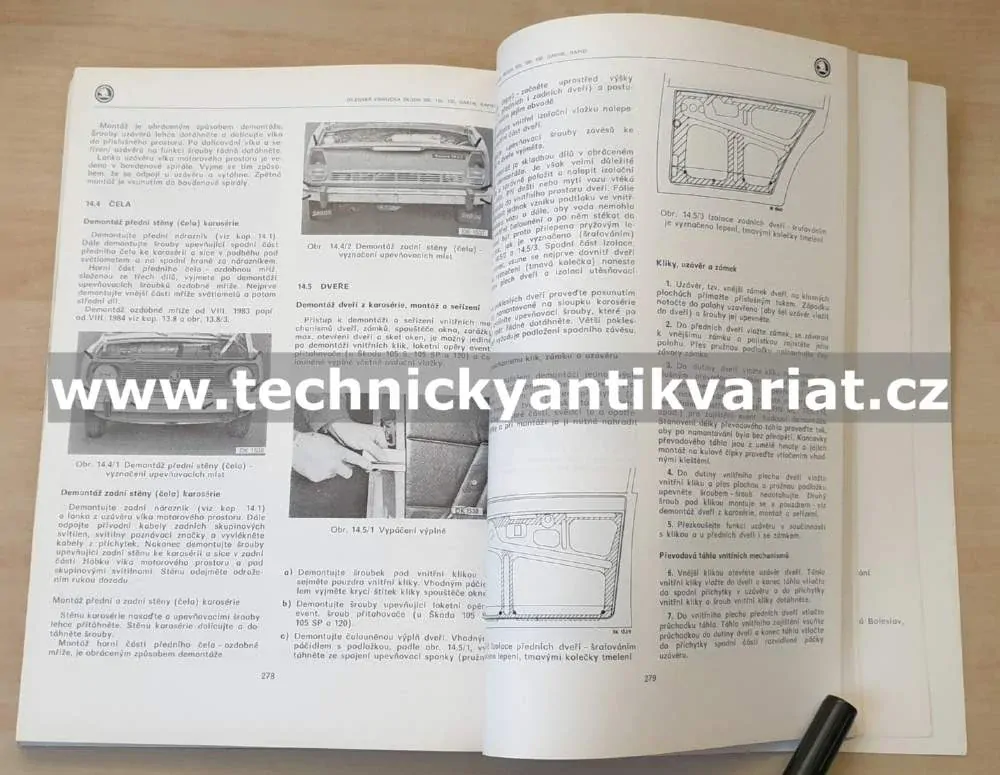 Škoda 105 120 130 Garde Rapid - dílenská příručka (1987)
