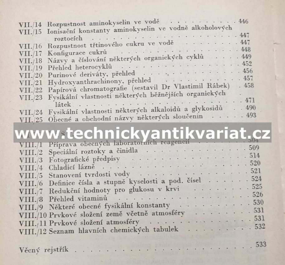 Chemická laboratorní příručka tabulky - Oldřich Hanč (1951)