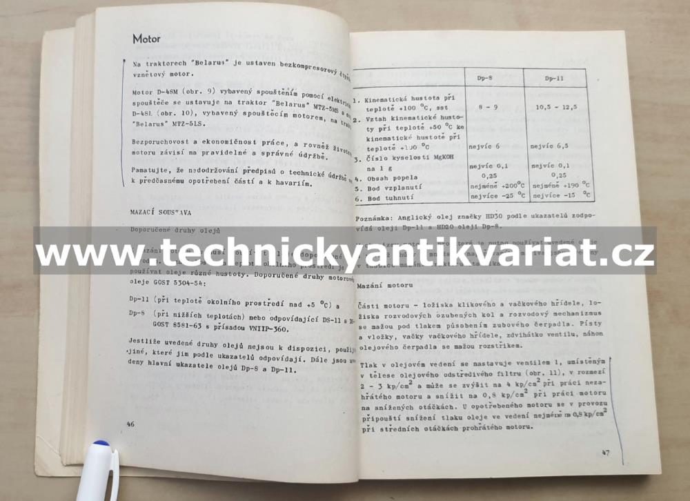 Traktor Bělarus s hydraulickým rypadlem E-1514 - návod k obsluze (pouze text) (1969)