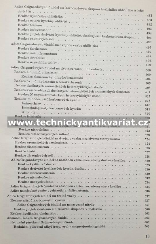 Preparativní reakce v organické chemii VI. Reakce organokovových činidel - Bláha (1961)
