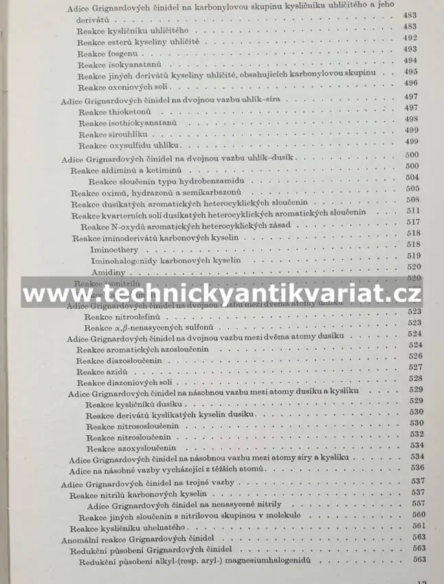 Preparativní reakce v organické chemii VI. Reakce organokovových činidel - Bláha (1961)