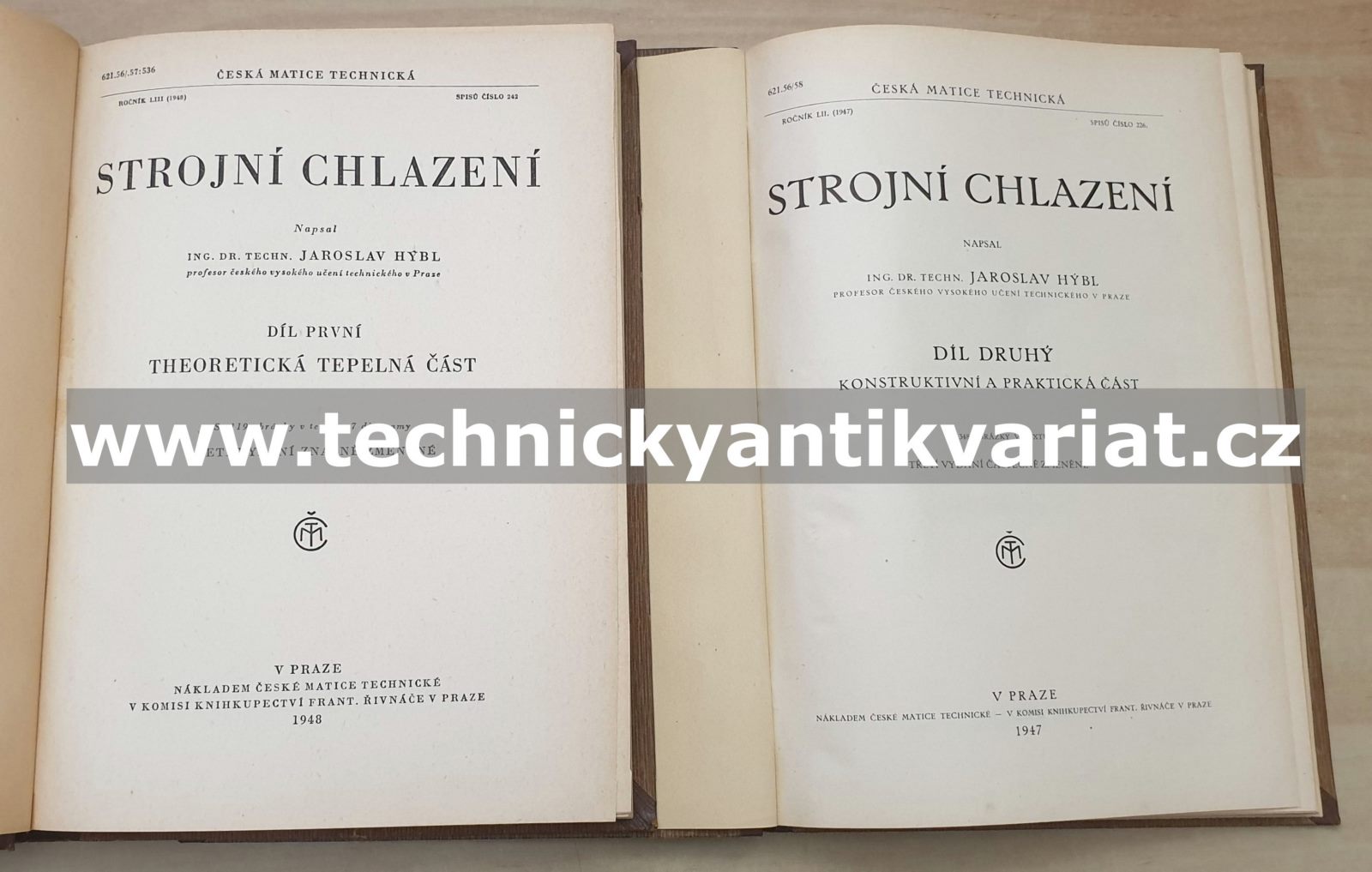 Strojní chlazení I, II. Jaroslav Hýbl (1947, 1948)