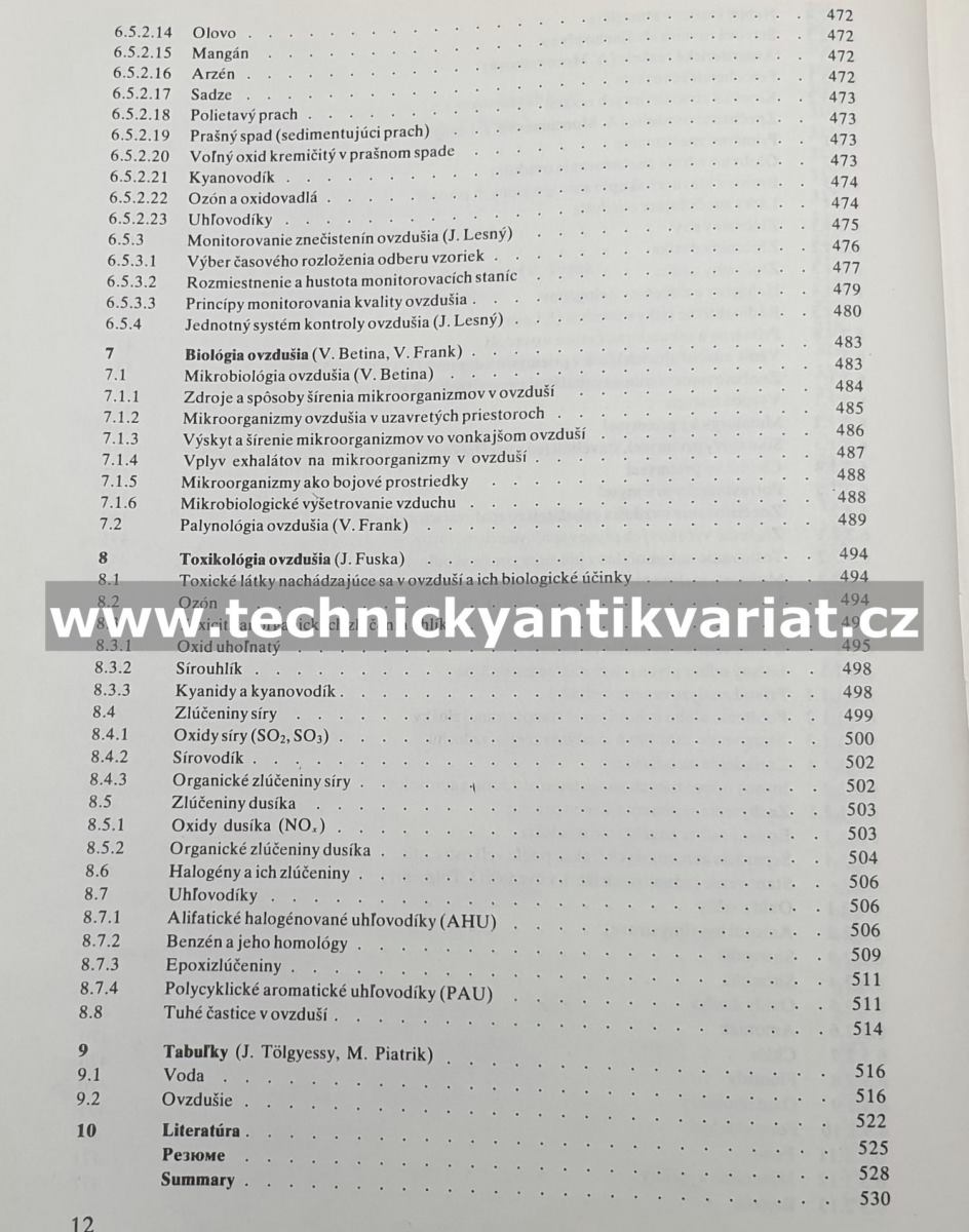 Chémia, biologia a toxikologia vody a ovzdušia - J. Tolgyessy a kolektiv (1984